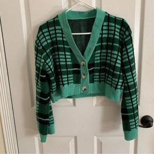 SHEIN GREEN PLAID SWEATER